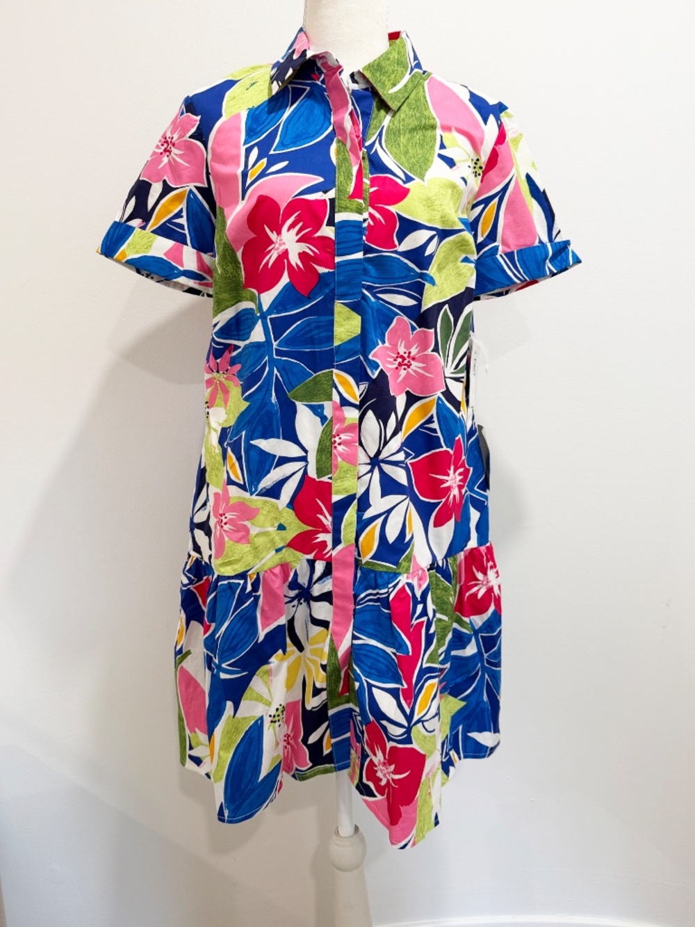 NWT Donna Morgan Summer Floral Drop Waist Shirt Dress | Knee Length Sz 6